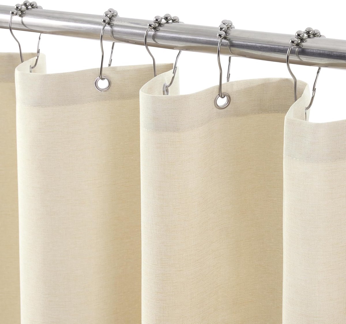SnelShoppen - Douchegordijn Linnen Textuur Waterdicht met Metalen Ringen - Anti-Schimmel Textiel Badkamer Gordijn Zwaar voor Douchehoek - 92x182cm (Be