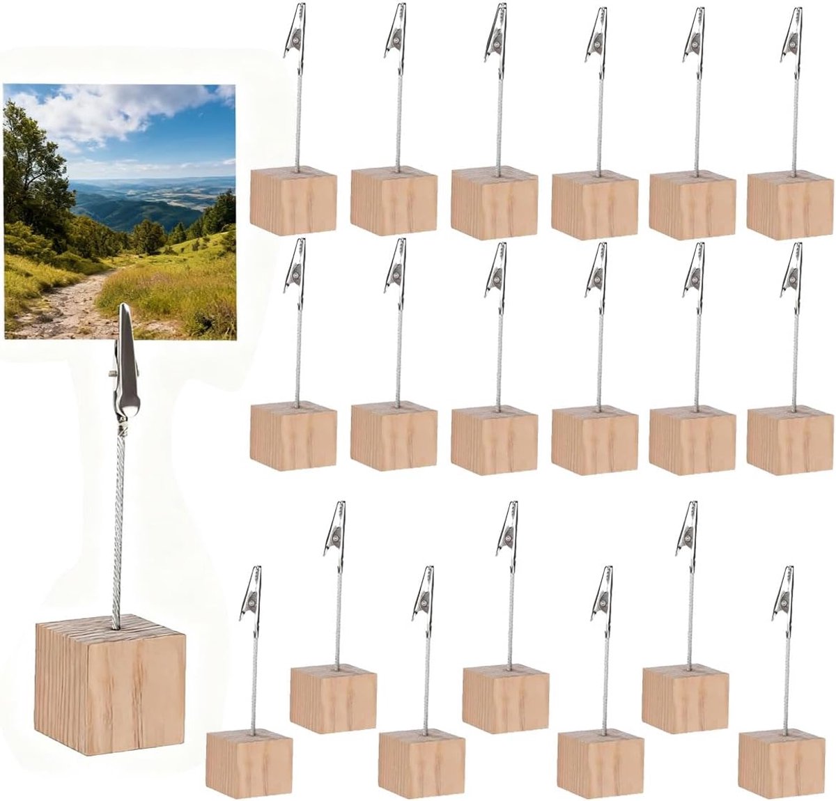 SnelShoppen - 20 Stuks Fotohouders met Klemmen - Houten Memo Clip Houder voor Foto's - Decoratie voor Bruiloften, Thuis en Kantoor - Stevige en Duurza