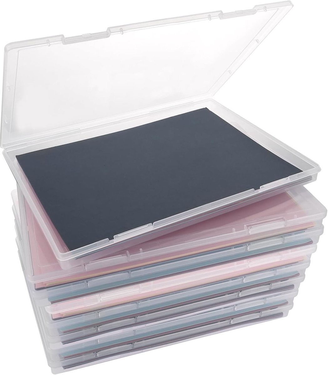 SnelShoppen - Set van 8 Stapelbare A4 Documentdozen - Transparante Plastic Opbergdozen - Multifunctioneel voor Documenten, Brieven, Verzamelalbums - 3