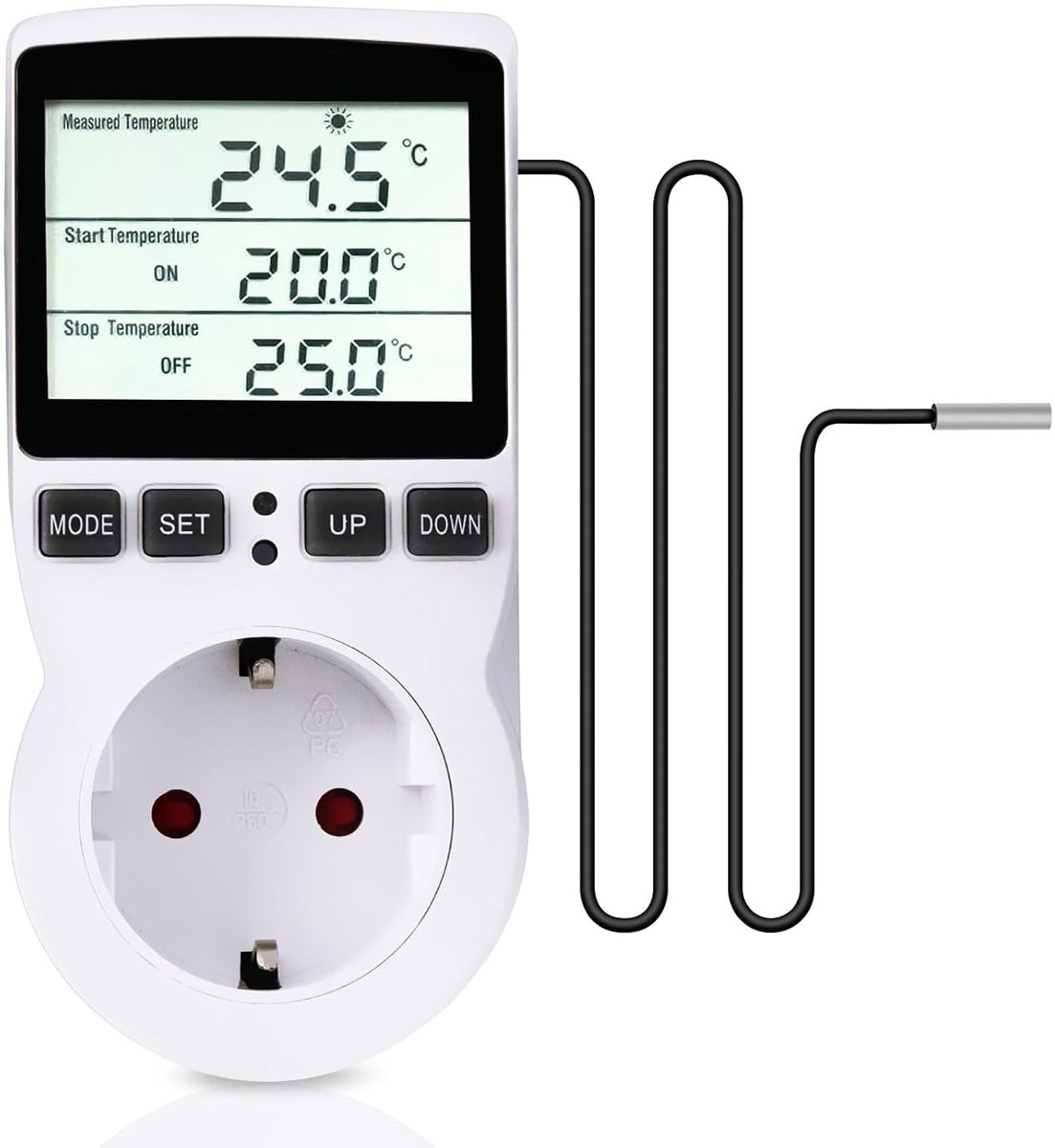 SnelShoppen - Digitale Thermostaat met LCD Temperatuurregeling, Multifunctioneel, Timer en