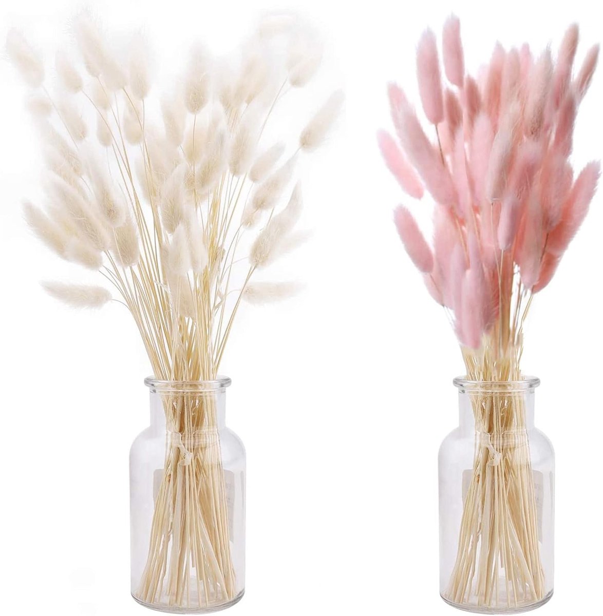 SnelShoppen - Natuurlijk Pampasgras Decoratie, 50 Stuks, Herbruikbaar, Roze en Wit, Doe-Het-Zelf Droogbloemen voor Woonkamer, Bruiloft, Tafel, Bloemen
