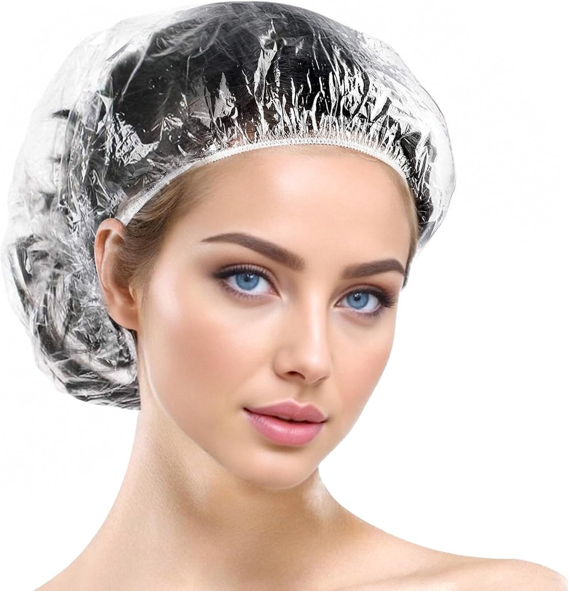 SnelShoppen - 100 Stuks Douchemutsen - Waterdichte Kunststof Douchemuts - Elastische Haarkap voor Dames - Haarbescherming - Reizen en Thuisgebruik - C