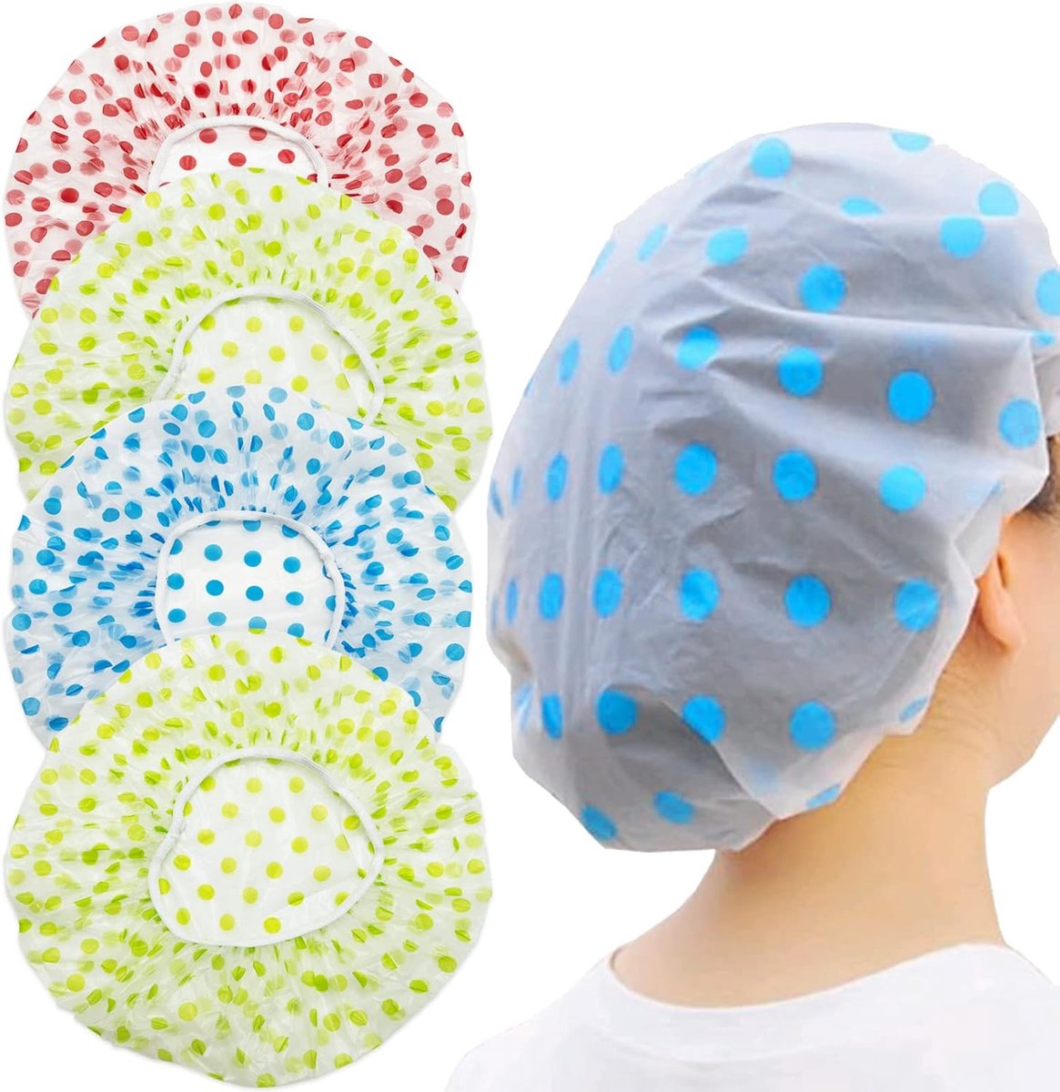 SnelShoppen - 4 Stuks Douchesluiers, Waterdichte & Elastische Haarbadmutsen voor Vrouwen - Herbruikbare Spa en Salon Hoed - Zachte Silicoon Materiaal