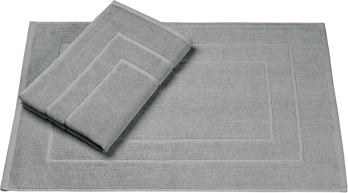 SnelShoppen - Badmat Set van 2 | 50 x 70 cm | 100% Katoen | Douchemat Grijs | Dichtgeweven | Vochtabsorberend | Zacht en Comfortabel | Badkamer | Luxe