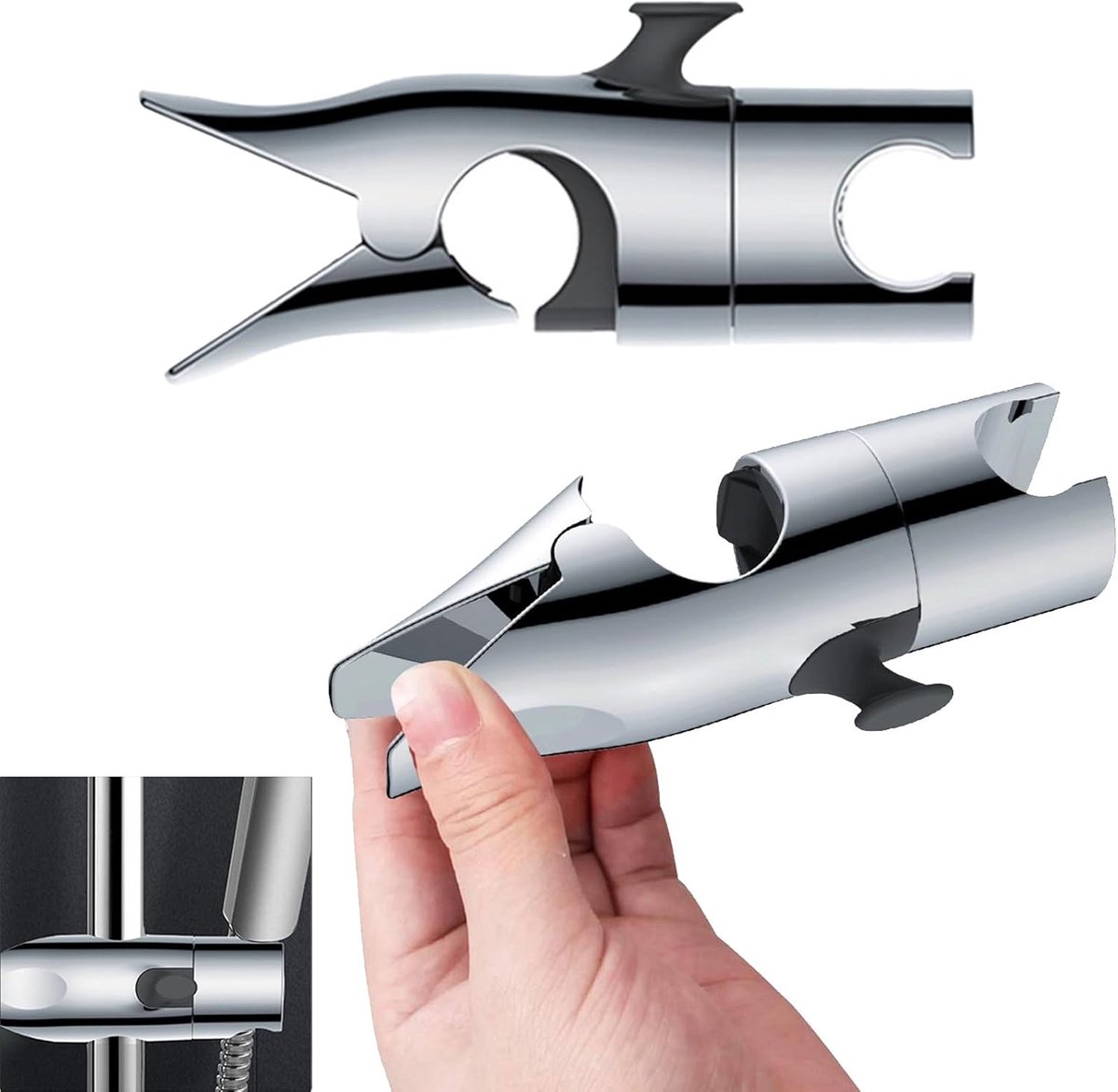 SnelShoppen - Universele Douchekop Houder zonder Boren, 360° Rotatable en Hoogte Verstelbaar, Geschikt voor 18-25 mm Douche Stang, Antislip Beschermin