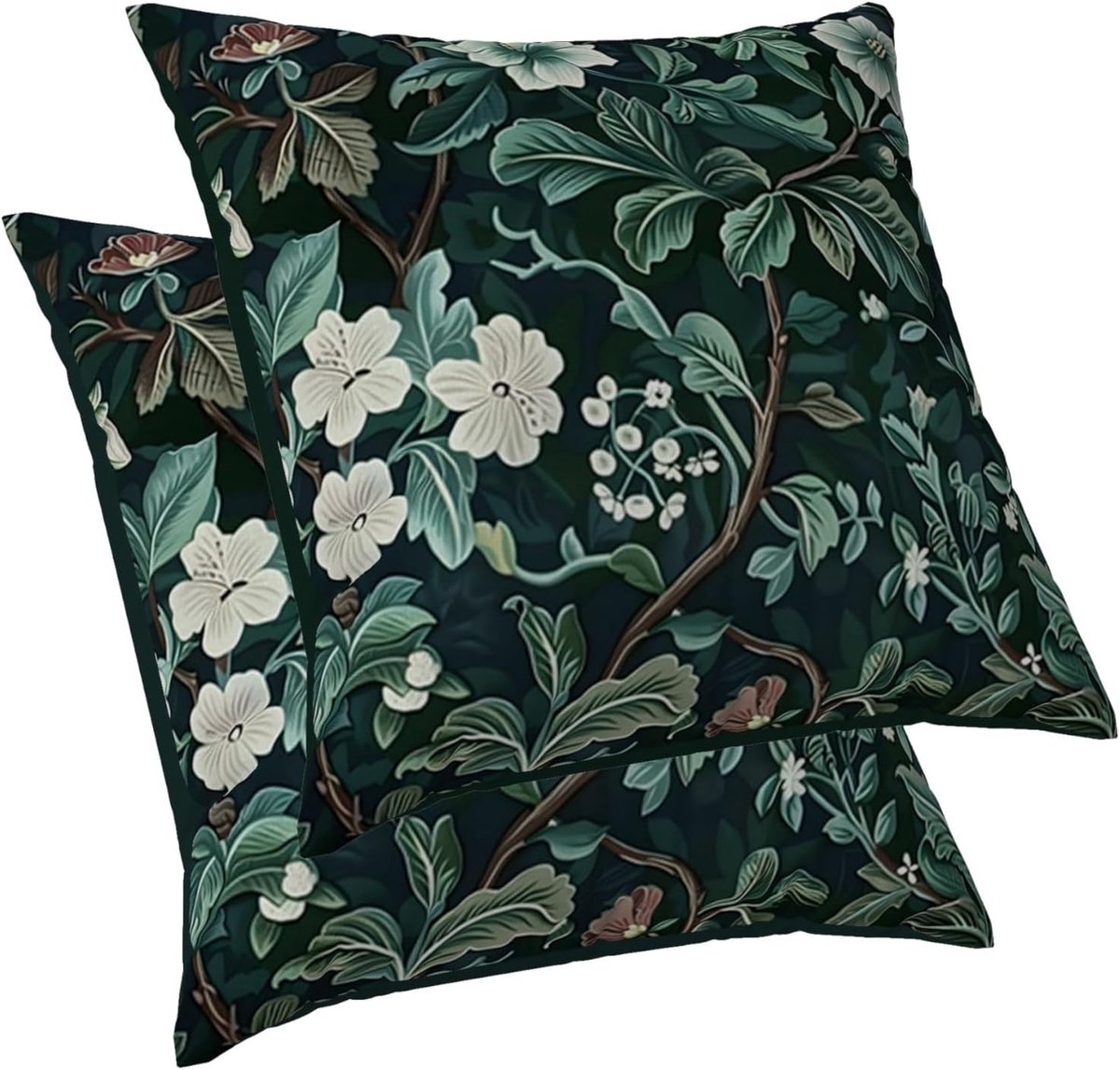 SnelShoppen - Cushion Covers Set van 2 - Groene Plant en Bloem Kussenhoezen - Aesthetic Jungle Decoratie - Moderne Boerderijstijl - 60x60 cm voor Sofa