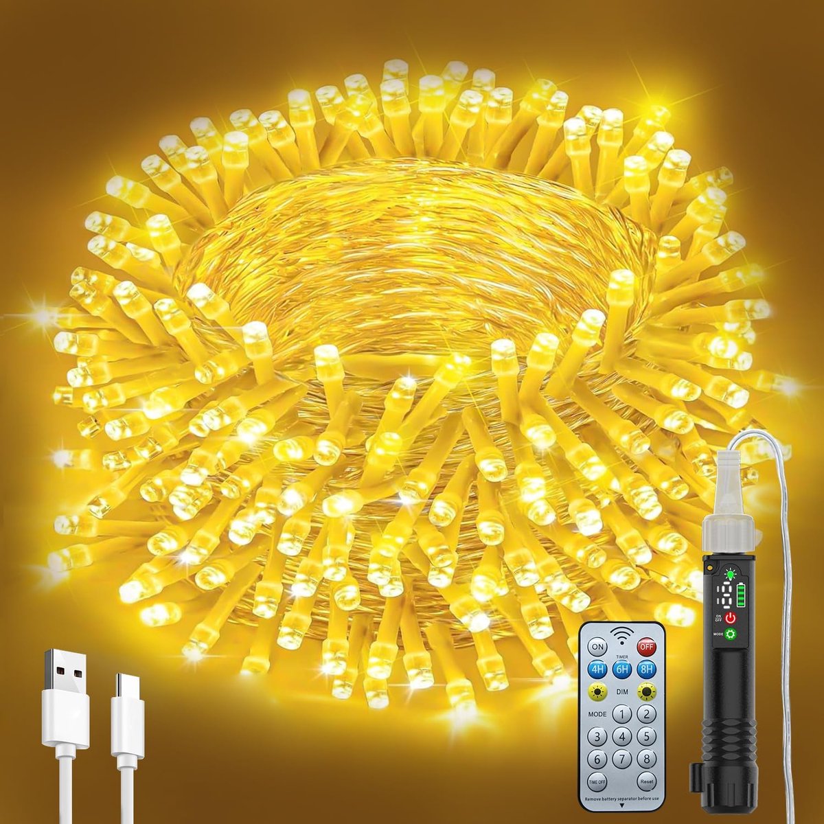 SnelShoppen - Outdoor Fairy Lights 20m 200LED Warm Kleurige Tuinverlichting - Feestverlichting, Sfeerverlichting voor Buiten, Camping, Tuin, Terras, B