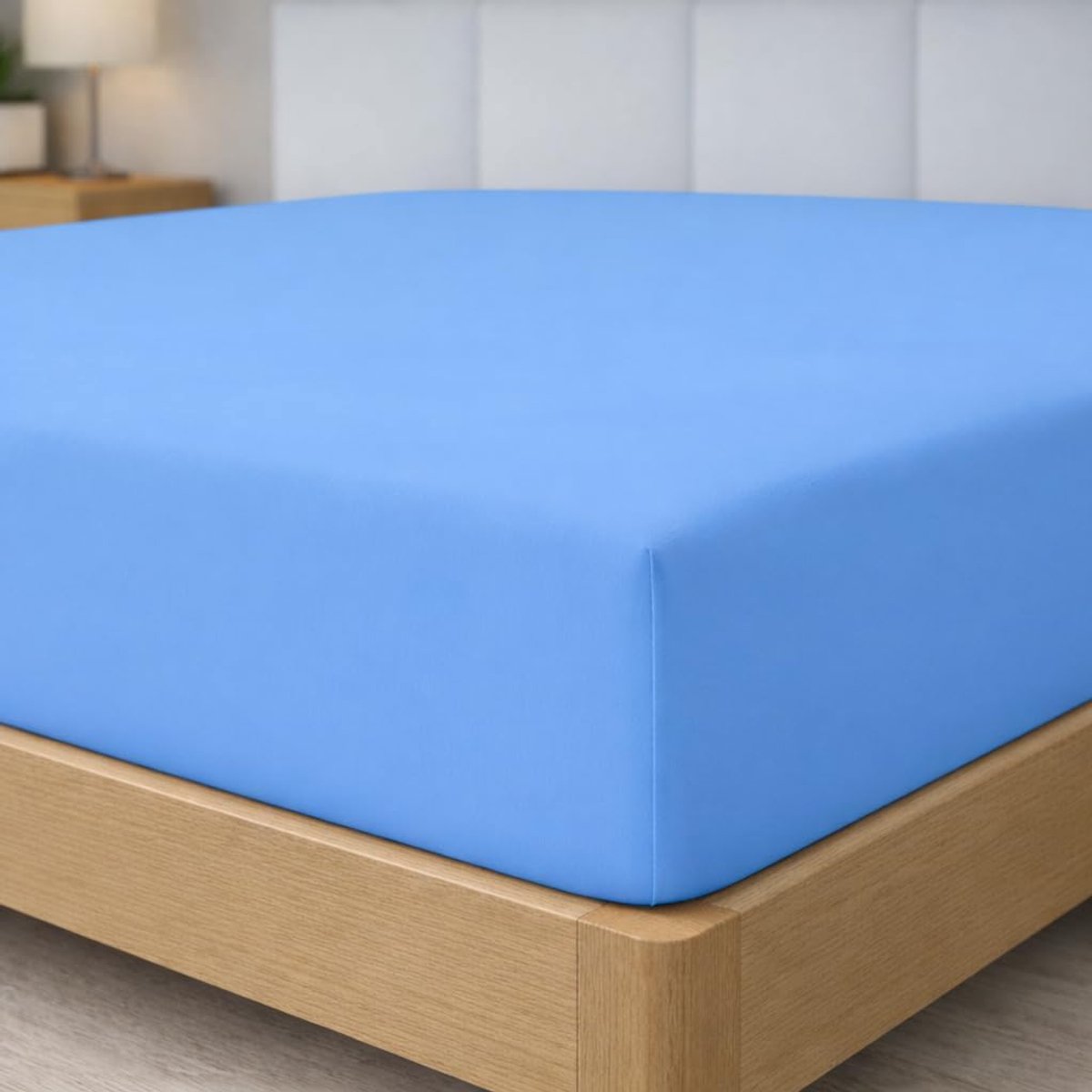 SnelShoppen - Microfibre Hoeslaken 150 x 190 x 33 cm - Ademend Polyester, Blauw, Geschikt voor Matrassen, Kreukvrij en Onderhoudsvriendelijk