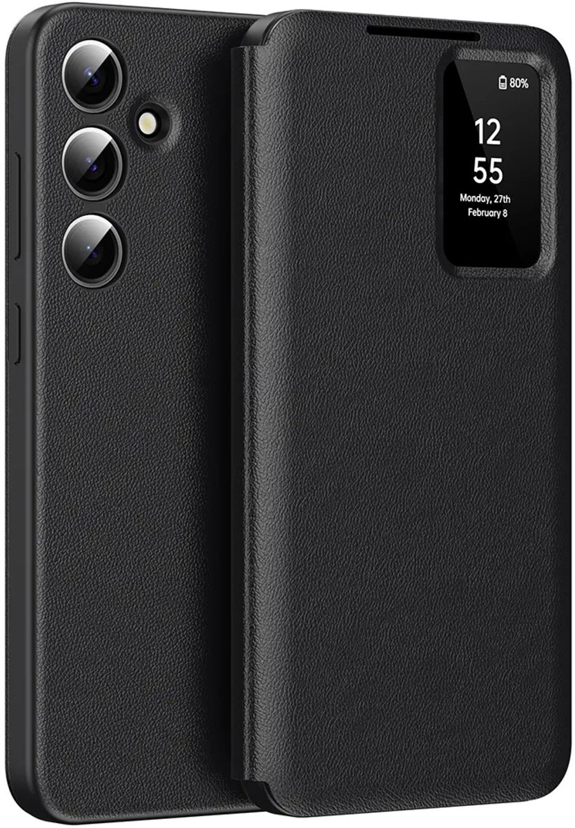 Hoesje geschikt voor Samsung Galaxy S24 FE - Techsuit SmartView Book Wallet Case - Zwart