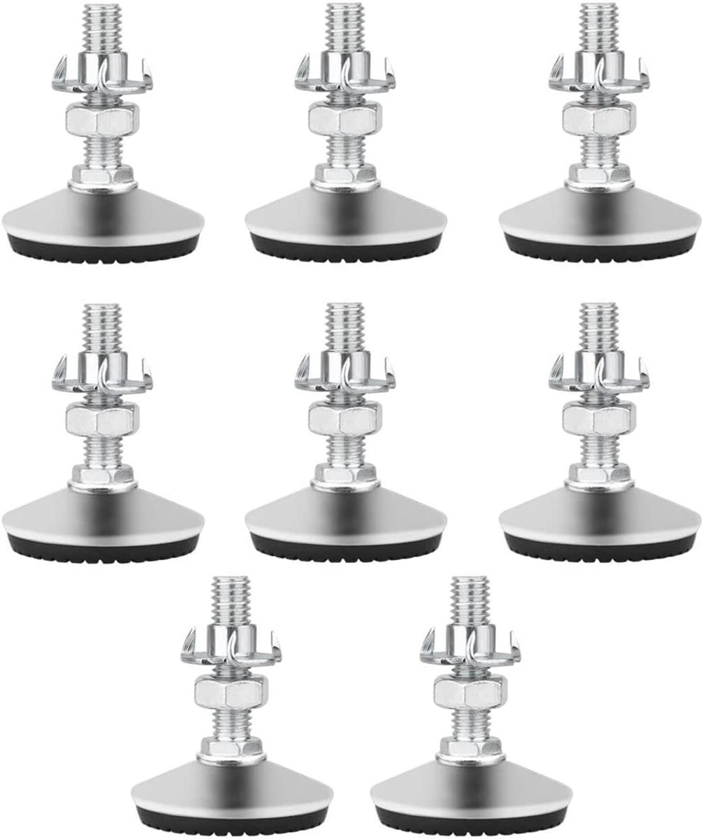 SnelShoppen - Drenky Verstelbare Furniture Foot Leveling Legs M10 x 30 mm - 8 Stuks RVS met Antislip Rubber Basis - Perfect voor Meubilair, Tafels, TV