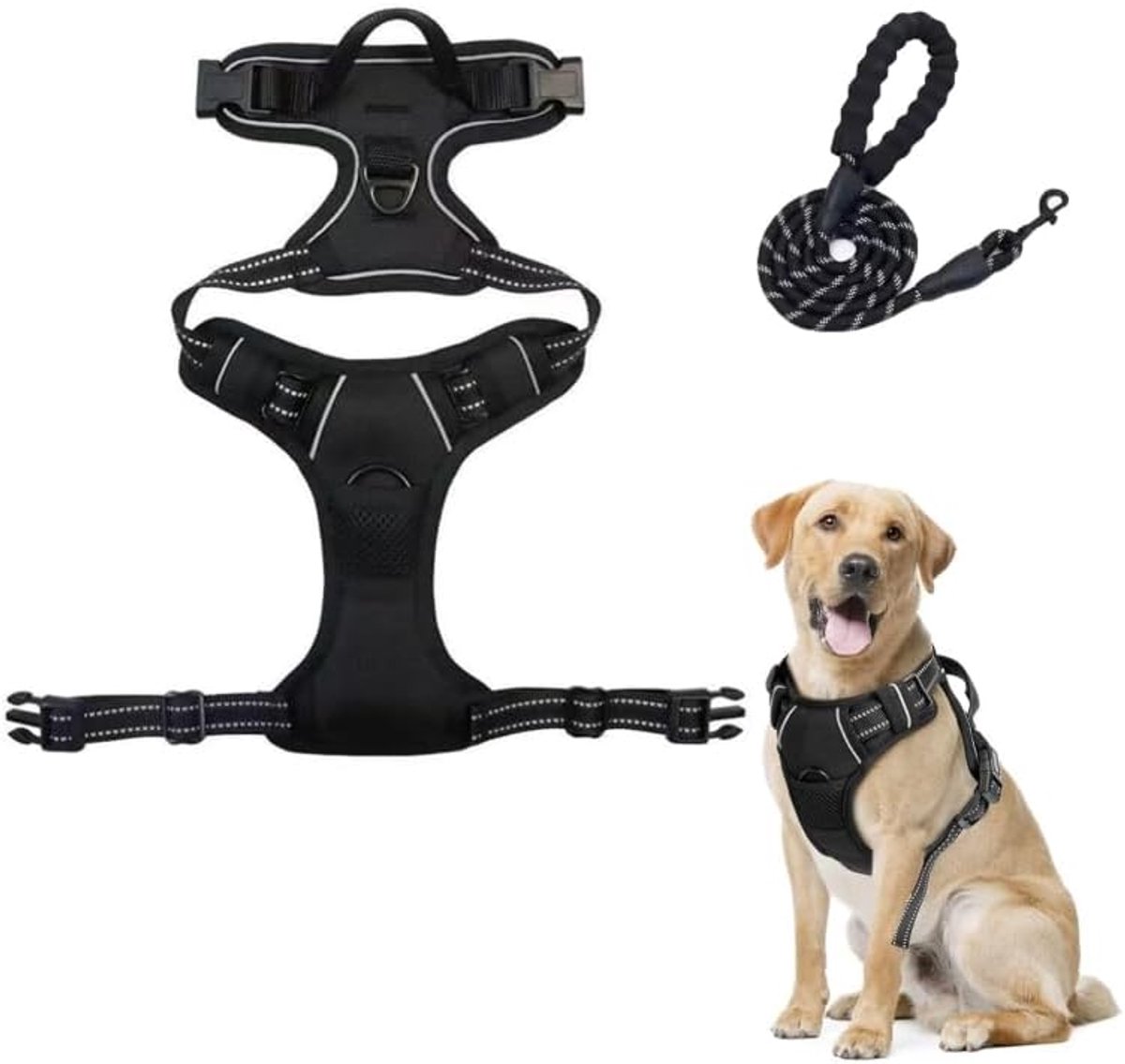 SnelShoppen - Hondentuigje met riem, anti-trektuigje voor kleine en middelgrote honden, ademend en gevoerd, stap in ontwerp, M, ideaal voor rustige wa