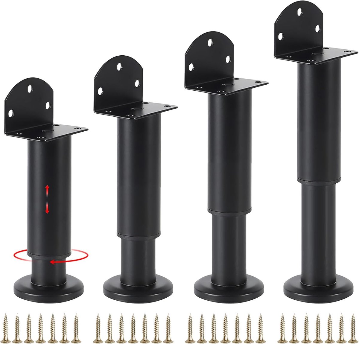 SnelShoppen - 4 Stuks Verstelbare Meubelpoten - L-Vormige Meubelpoten 12 tot 18 cm - Stevige Stalen Poten tot 100 kg - Voor DIY Meubels, Werkbanken, T
