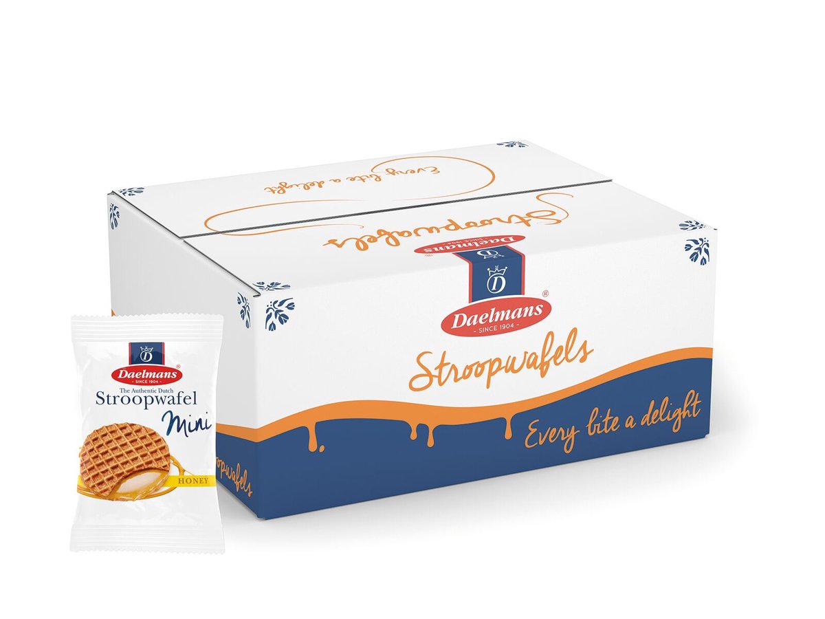 Daelmans Mini Honing Stroopwafels - 200 Stuks Individueel Verpakt - Authentieke Nederlandse Stroopwafels met Echte Boter, Honing en Bourbon Vanille - Knapperig en Romig - Sinds 1904