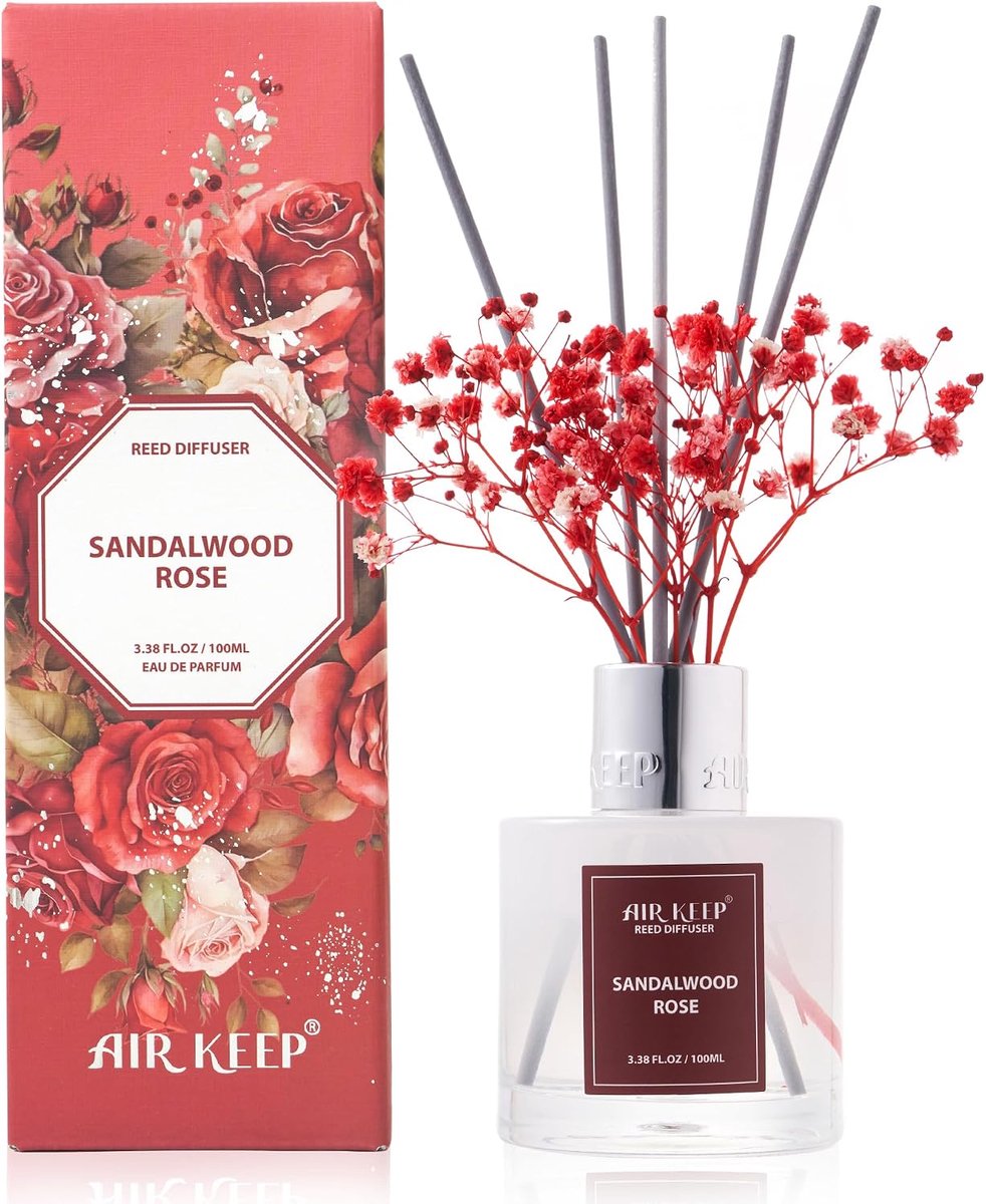 SnelShoppen - Aroma Diffuser met Sandelhout en Rozen, Geurstokjes voor Woonkamer en Slaapkamer, 8 Stuks, Stijlvolle Decoratie voor Huis en Feest