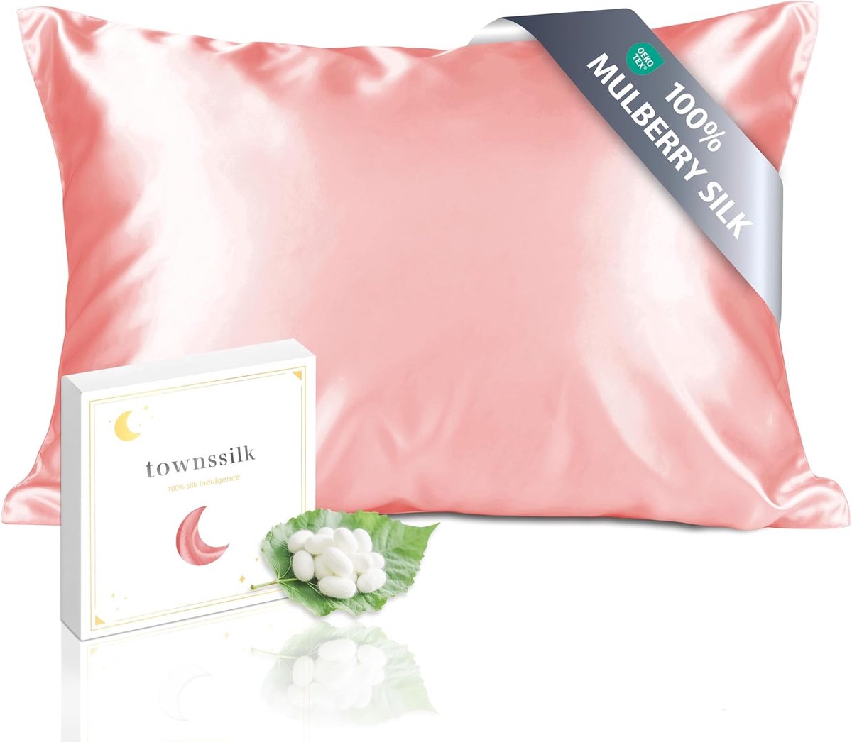SnelShoppen - 19 Momme Zijde Kussensloop 100% Pure Mulberry Zijde Kussensloop voor Haar en Huidbescherming met Verborgen Rits 600 Draadcount 50 x 60 c