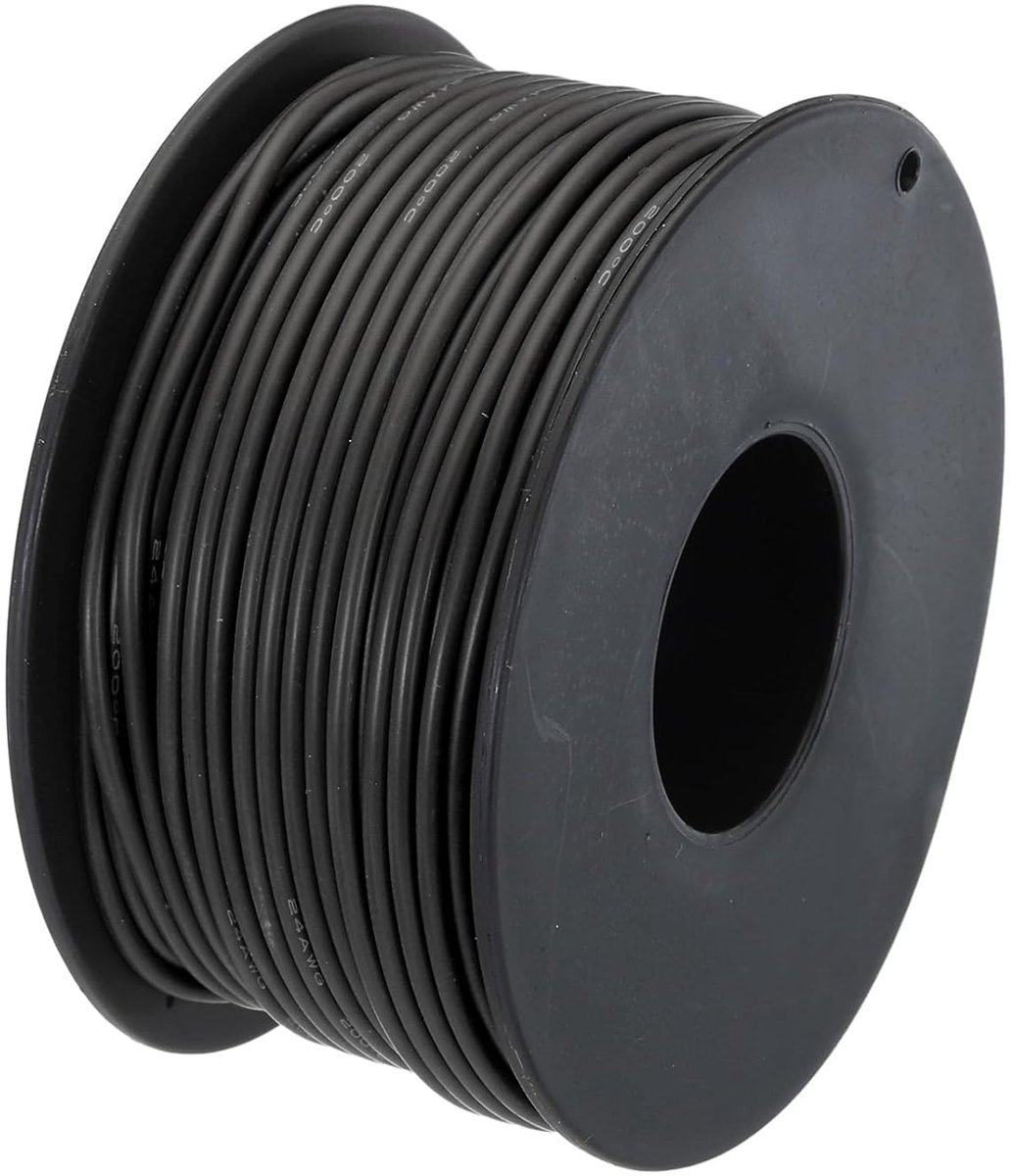 SnelShoppen - 24AWG Tinned Copper Power Cable, 30m Zwart, Flexibele Silicone Kabel voor Hoge Temperatuur, Grondkabel, Elektrische Bel, Auto Kabel, 0.2