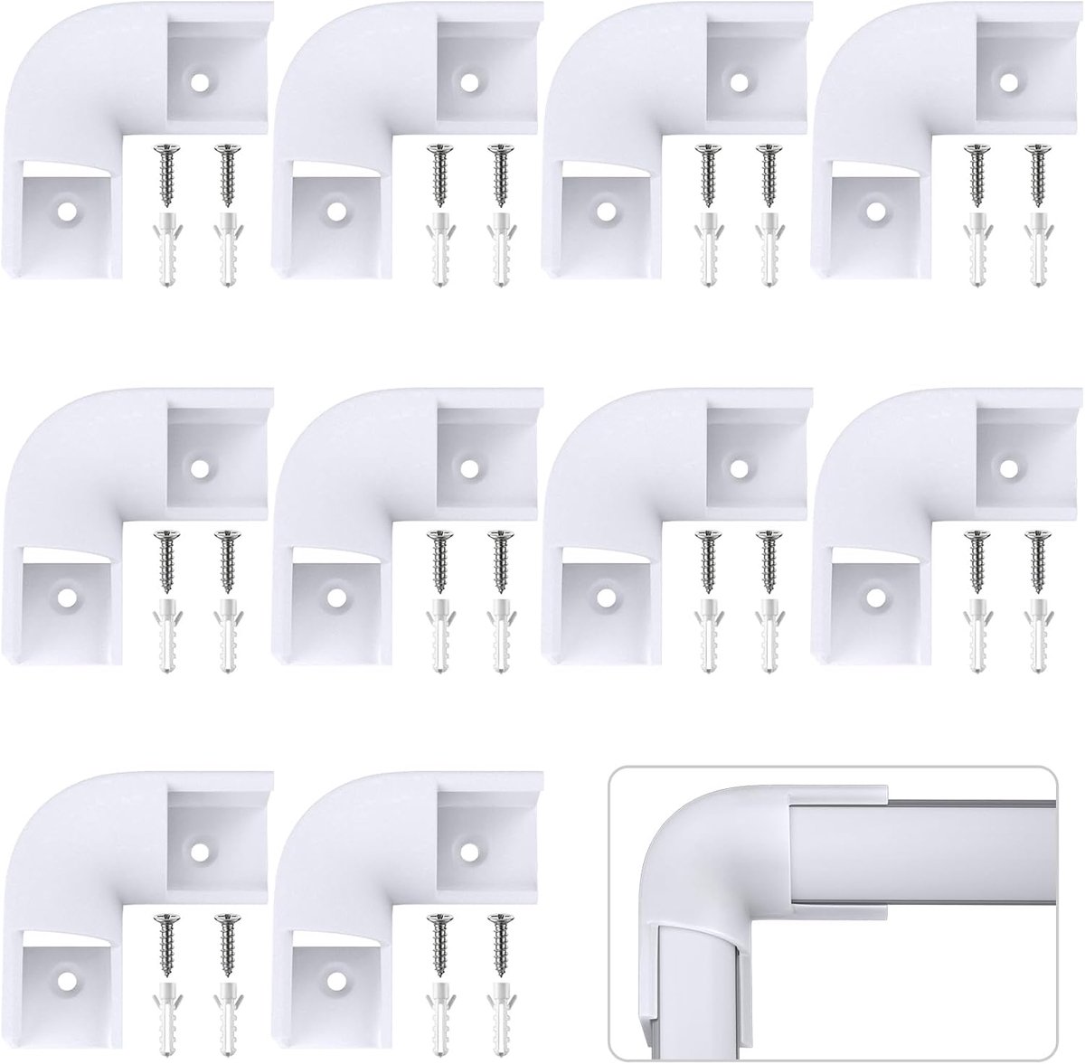 SnelShoppen - 90 Graden Hoekconnectoren voor LED Profielen - 10 Stuks - V-vormige Aluminium LED Connectoren met Schroeven - Milky White - Voor Continu