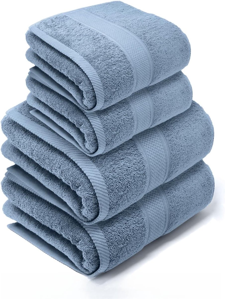 SnelShoppen - 4-delige Handdoekset voor Badkamer, 100% Katoen, Oeko-Tex Gecertificeerd, Extra Zacht en Absorberend, 2 Badhanddoeken en 2 Handdoeken, I