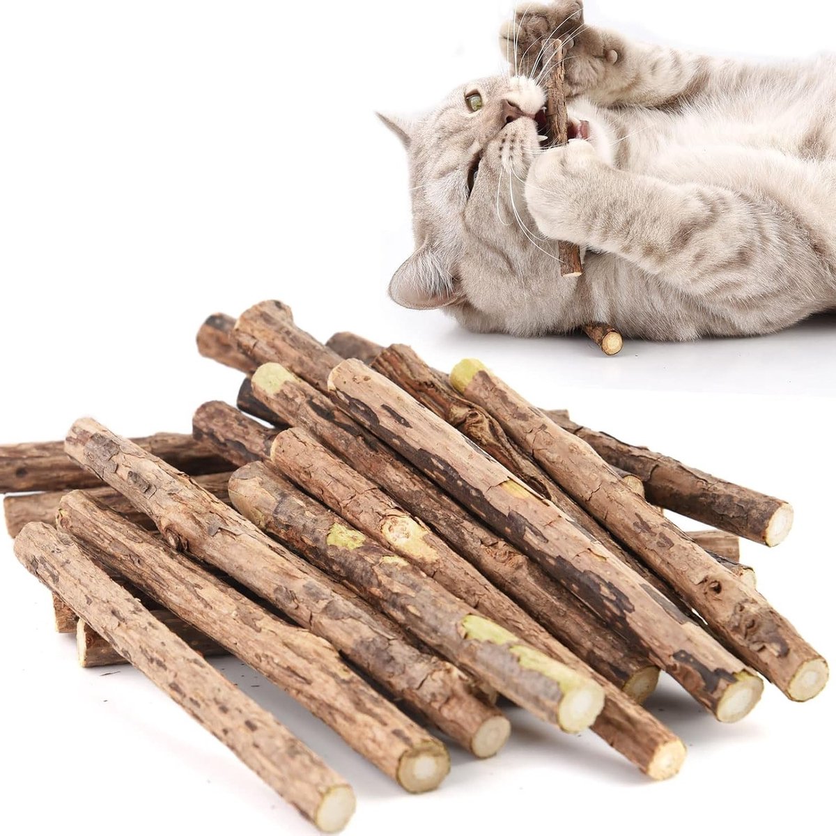 Natuurlijke Matatabi Kauwspeeltjes voor Katten en Kittens, 20 Stuks voor Tandverzorging en Speelplezier