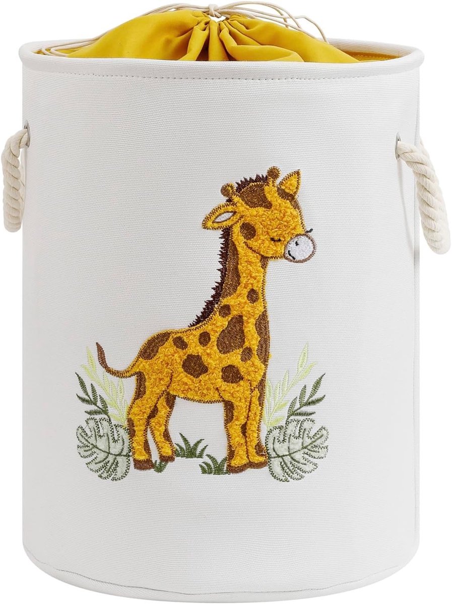 Kinderwasmand voor speelgoed en vuile kleding, opbergmanden voor de kinderkamer met trekkoord, multifunctionele decoratie in geel