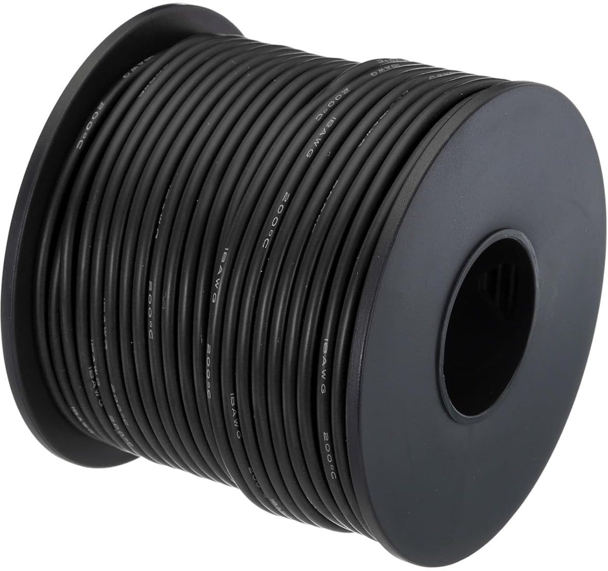 SnelShoppen - 18 AWG Kabel - Elektrische Draad 0.82 mm² - Verzilverd Koper - 30 Meter - Hoog Temperatuur - Aardekabel - Zwart - Voor Auto, 3D Printers
