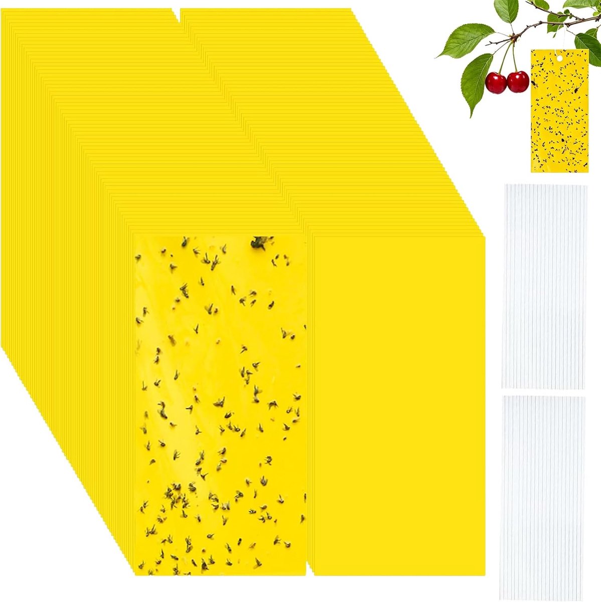SnelShoppen - 70 stuks Gele Borden, Kleverige Insectenvallen, Vliegenval, Waterdicht, UV-bestendig, 20x10 cm voor Kassen, Landbouw, Fruitplantages