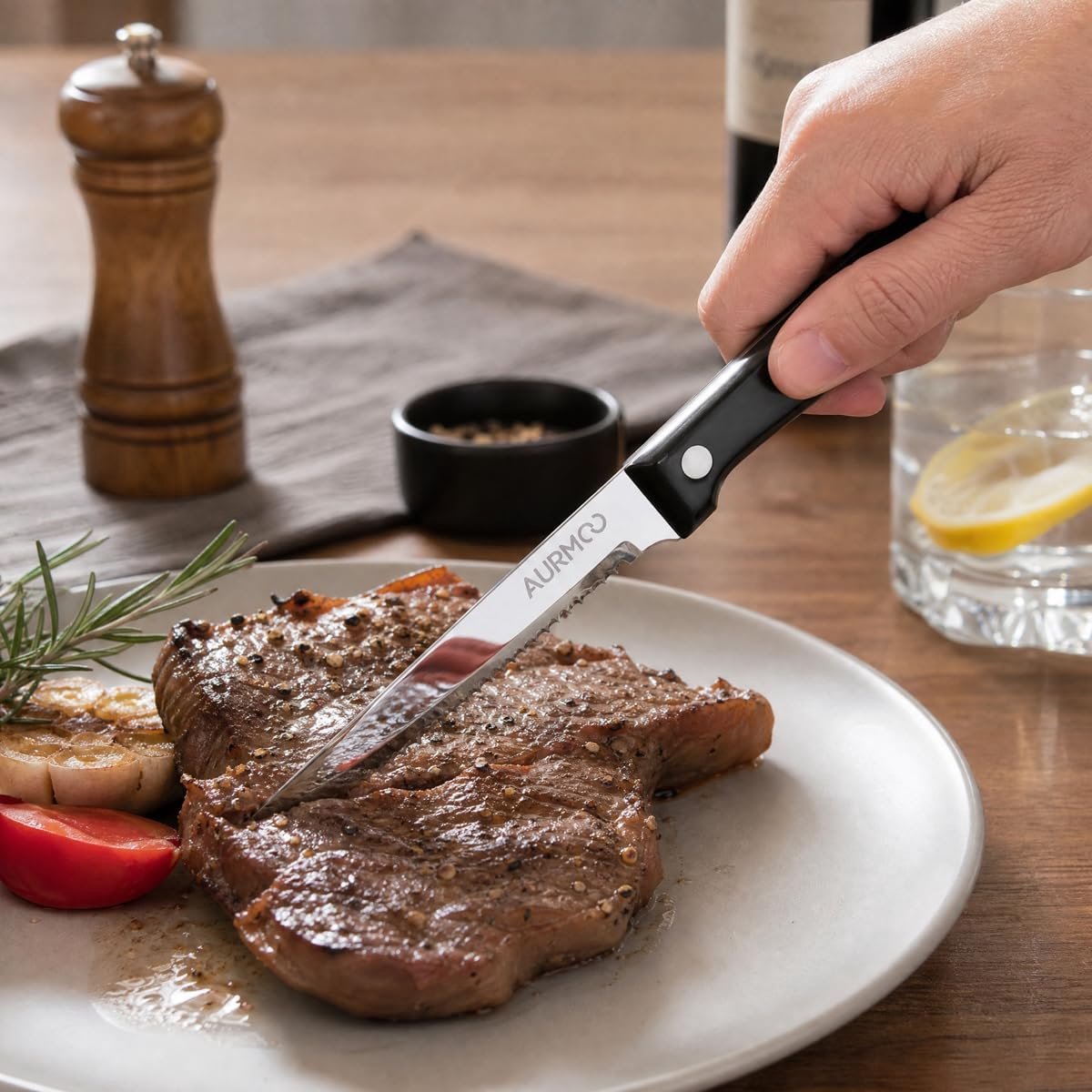 SnelShoppen - Steakmessen Set 12-delig | Vleesmessen van Roestvrij Staal | Gekartelde Steakmessen voor Perfecte Sneden | Ideaal voor Barbecue, Diner e