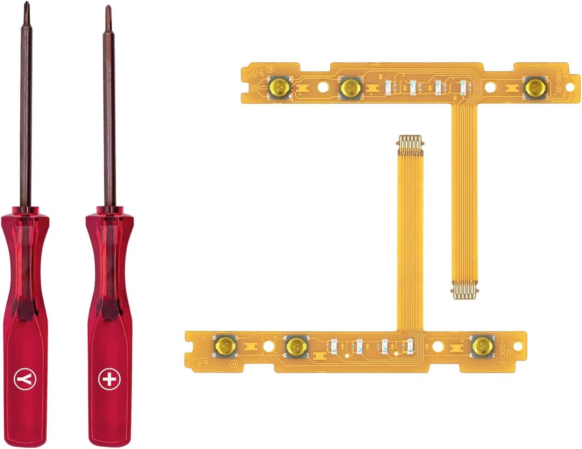 SnelShoppen - Tolesum Vervangingsset SL/SR Sync Knop Ribbon Kabel voor Nintendo Switch Joy-Con Controller Reparatie met Schroevendraaier Opening Tools