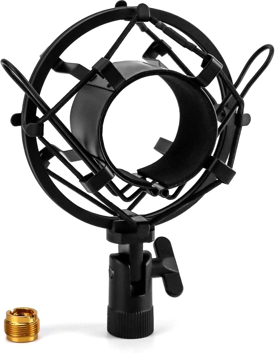 SnelShoppen - Microfoon Shock Mount - Metalen Microfoonstandaard met Vibration Reductie - Geschikt voor Microfoons van 45mm tot 50mm - Zwart