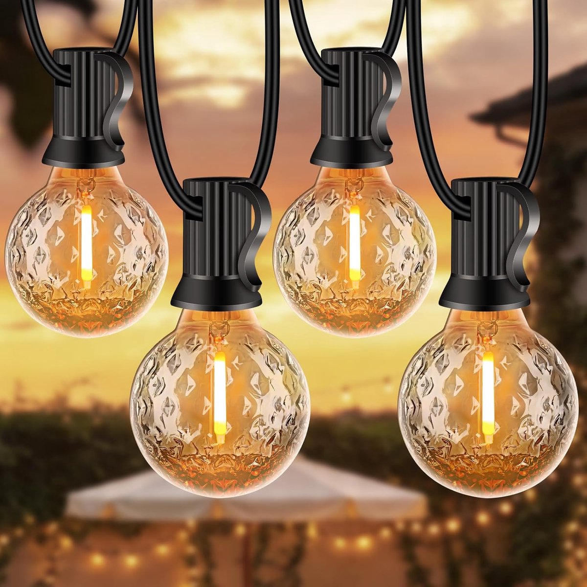 SnelShoppen - Lichtsnoer Buiten 20m met 30+2 Aardbeien Gloeilampen, Onbreekbaar, Waterdicht, Plug & Play, Perfect voor Tuin, Balkon, Feesten, Bruiloft