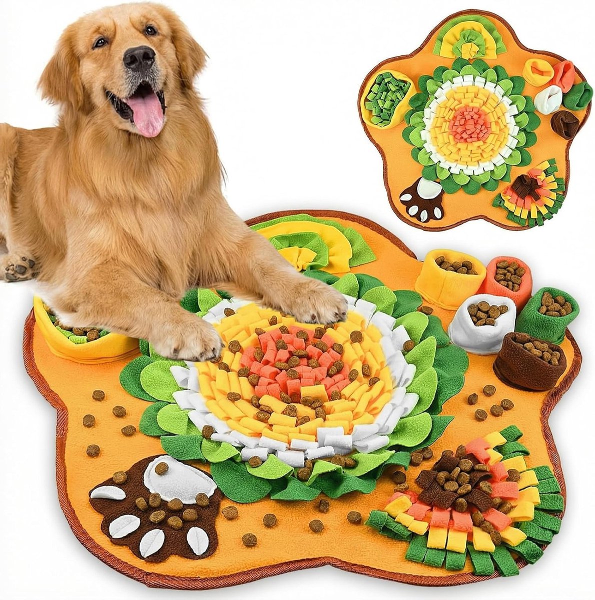 Snuffeltapijt Hond - Voedingsmat Interactief - Mentale Stimulatie - Bevordert Natuurlijk Gedrag - 60 x 60 cm - Meerkleurig