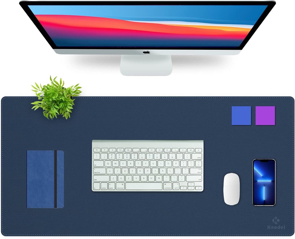 SnelShoppen - Dubbelzijdige Bureau Onderlegger, Desk Pad met Modern Design, Upgrade PVC Leer Bureau Blotter Beschermmat, Muismat, Schrijfmat voor Kant
