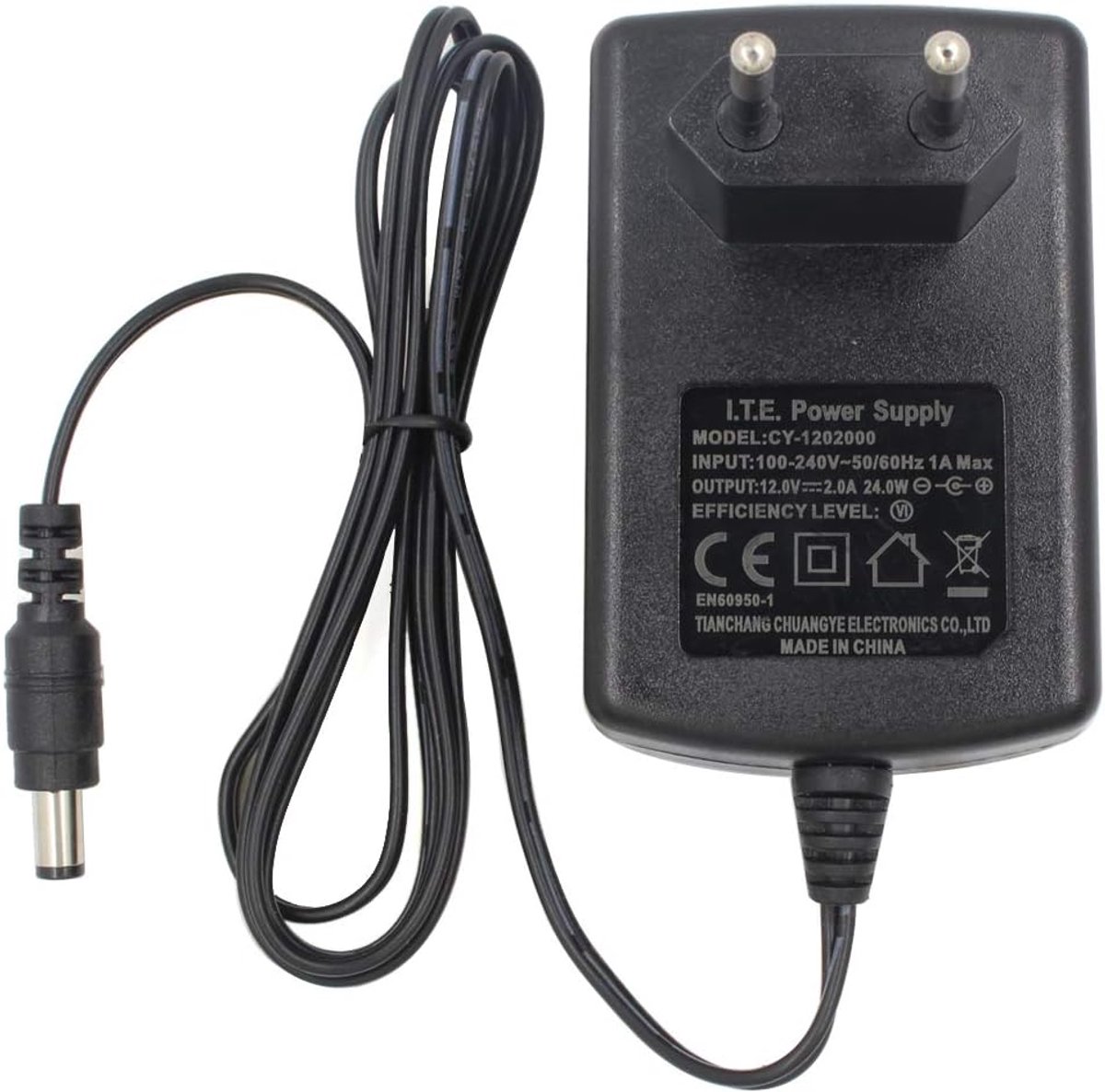 SnelShoppen - Power Adapter 110-240V naar DC 12V 2A 5.5mm x 2.1mm Stekker voor CCTV, DVR, LED Strijklicht, Router, Speaker
