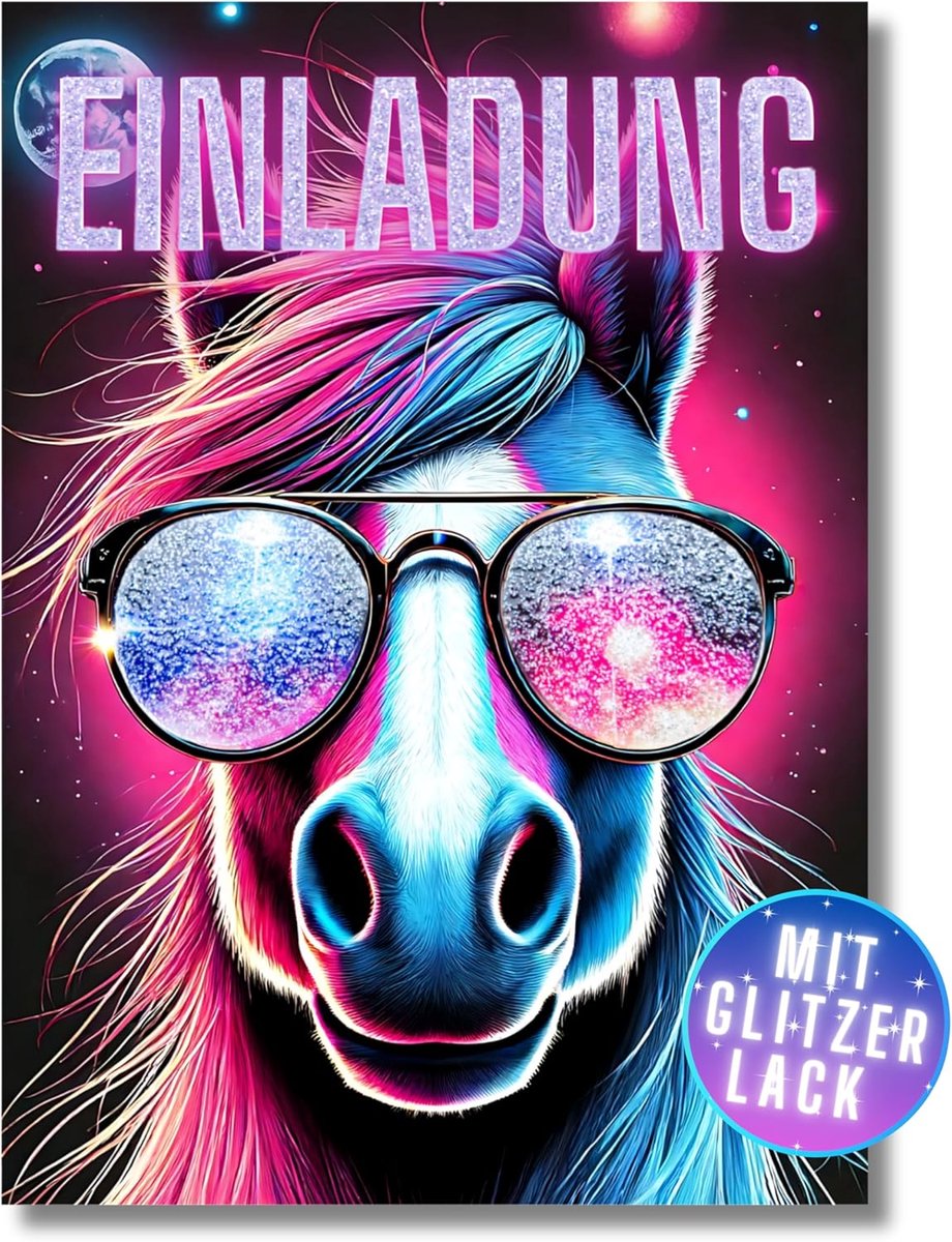 Paarden uitnodigingskaarten - Verjaardagskaarten kinderfeest - Feestelijke uitnodigingen versturen - Met glitterlak effect - 12 stuks DIN A6 - Niet gespecificeerd