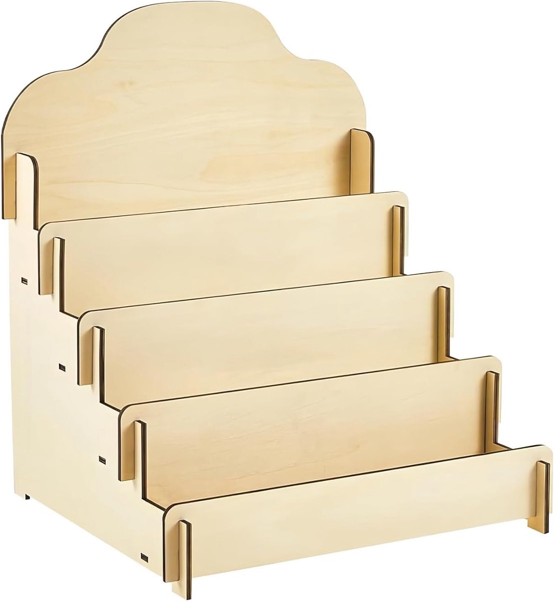 Allecto plus - Houten kaartenstandaard met 4 etages voor ansichtkaarten, wenskaarten en visitekaartjes