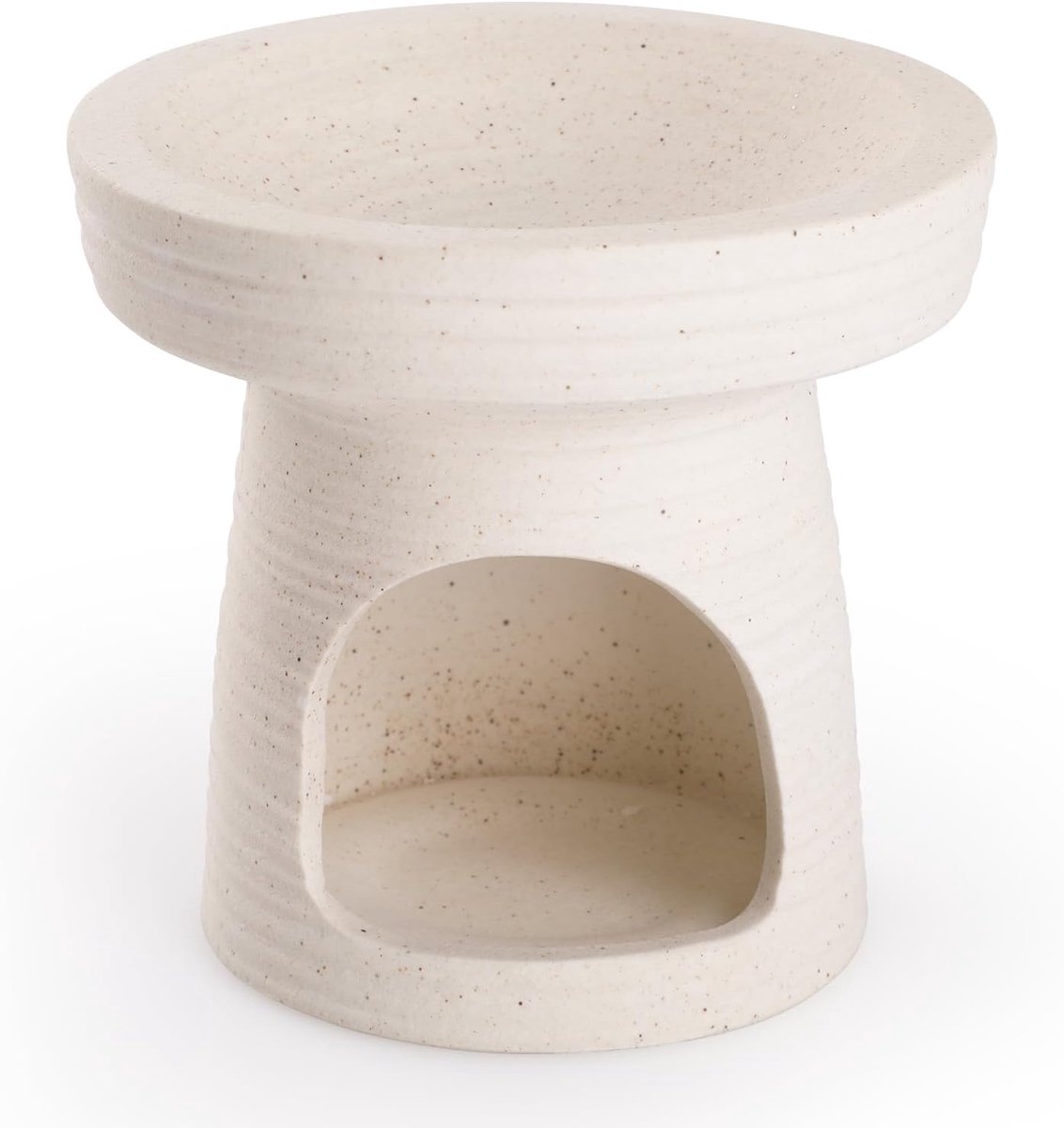 SnelShoppen - Ceramic Essential Oil Burner Aromatherapie Lamp Beige, Matte Keramiek, Geurverspreider voor Slaapkamer, Ontspanning, Decoratie, Cadeau