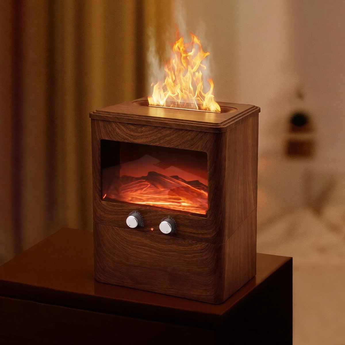 SnelShoppen - Flammen Aroma Diffuser voor Essentiële Olie 3L Ultrasonic Diffuser met LED Vuurplaats Geur Lampen Aromatherapie Diffuser voor Yoga, Kant