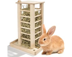 Houten Hooi Rack voor Konijnen en Cavia's, 36 x 24 x 24 cm, Duurzaam Ontwerp, Geschikt voor Kleine Dieren, Accessoire voor Hamsters en Muizen