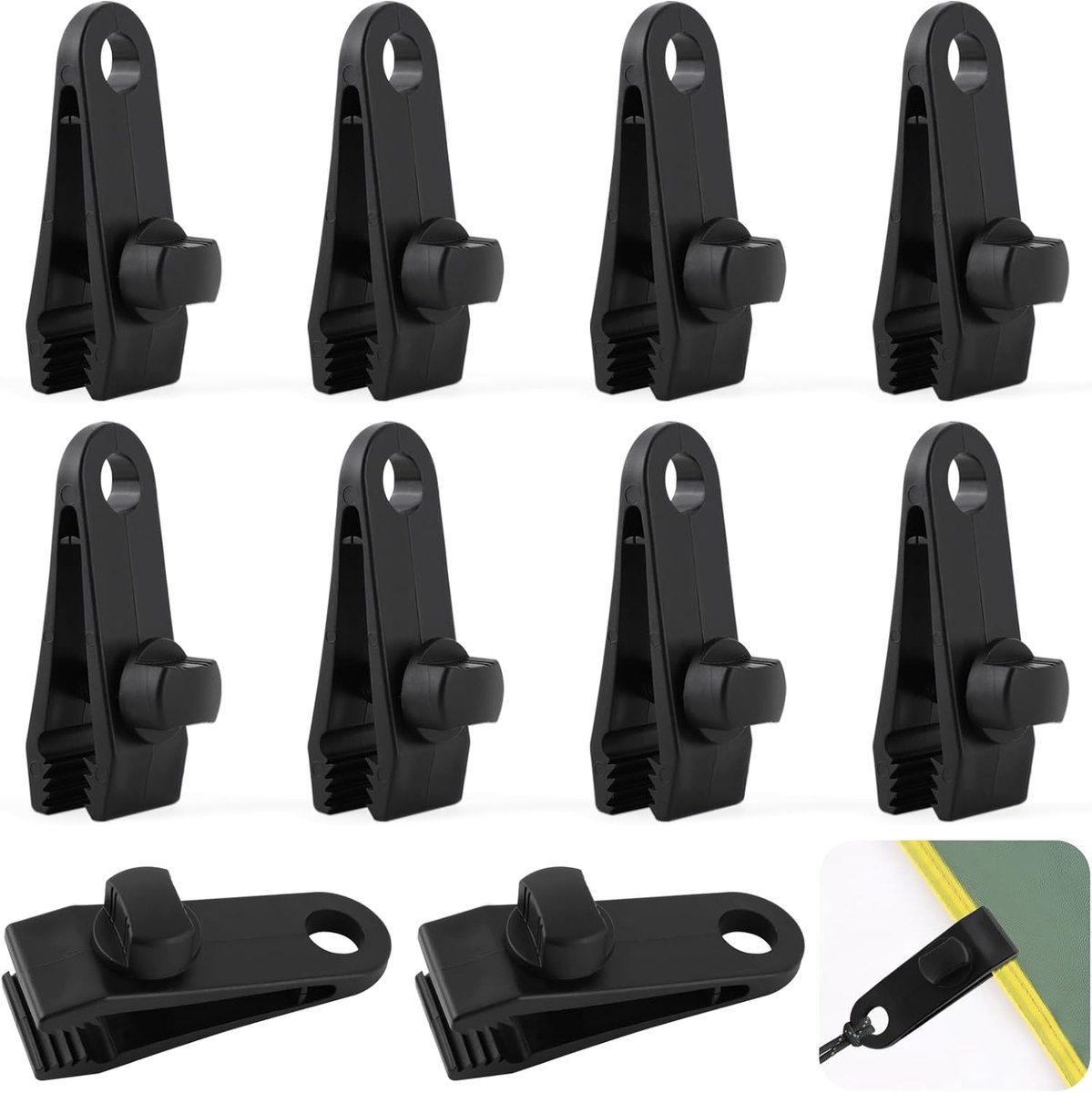 SnelShoppen - Pack van 10 Tarp Clips - Plastic Tarpaulin Bevestigingsclips - Verstelbare Tentclips voor Camping, Tuin, Zeilen en Awnings