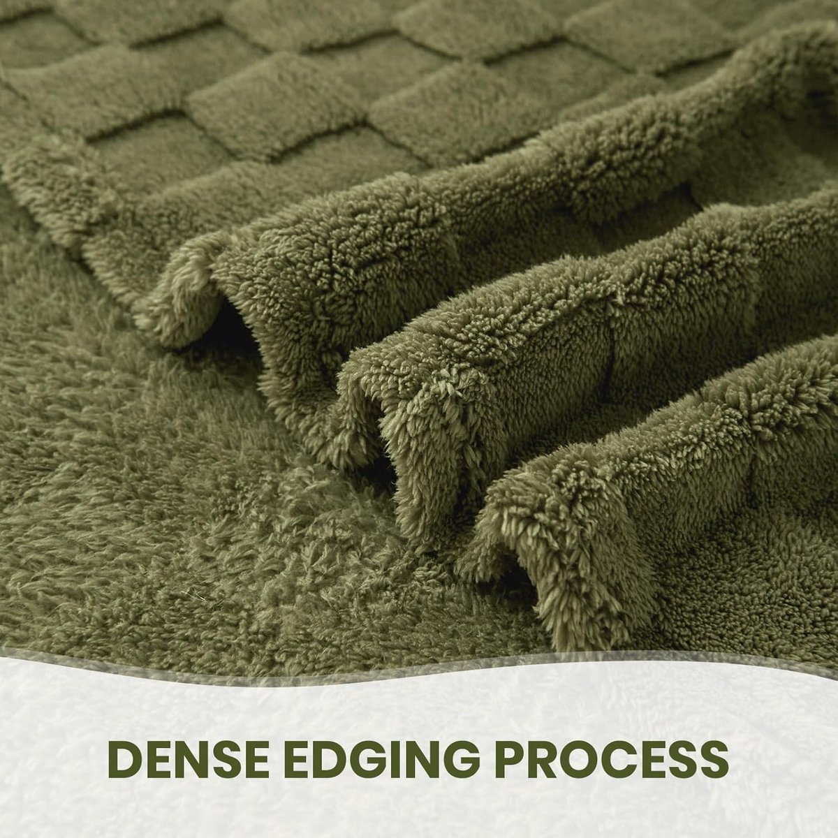 SnelShoppen - Good Nite Cuddly Blanket 200x230 cm - Fluffy Fleece Sofa Blanket - Olive Green, Lattice Design, Perfect voor Vier Seizoenen, Comfortabel