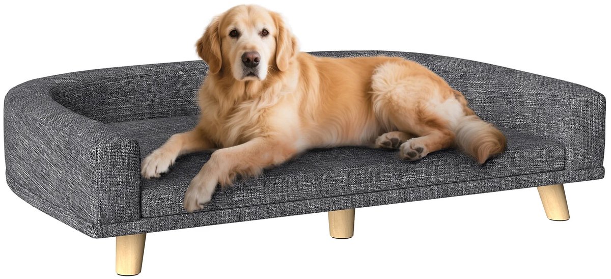 Stervia Hondenbank - Luxe Hondenmand - Hondenbed - Hondenkussen - Sofa Op Poten - Wasbaar - Tot 30 Kg - Donkergrijs - 98 x 67 x 25 cm