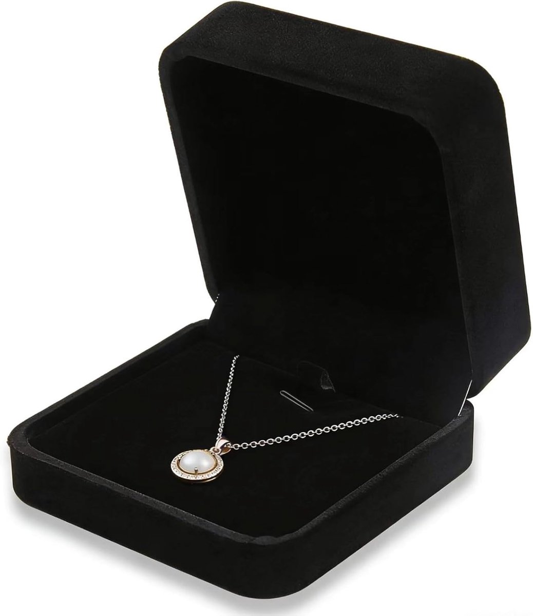 SnelShoppen - Elegant Black Velvet Necklace Pendant Bracelet Display Box - Luxe Geschenkdoos voor Sieraden - Kleine Juwelenbox voor Kettingen en Armba
