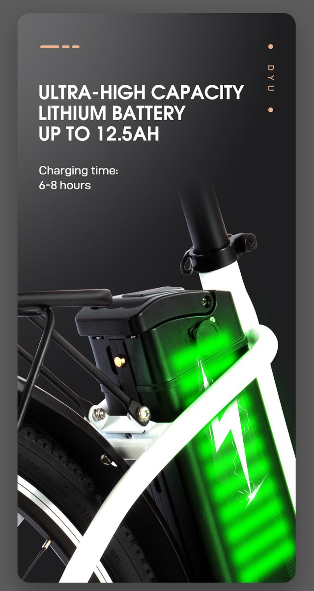 DYU C6 E-Bike - 26 inch - 43km actieradius - zwart thumbnail 6