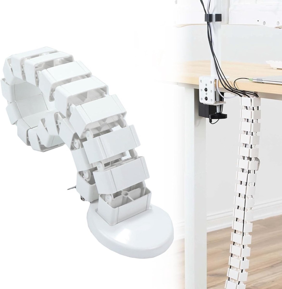 Flexibele Kabelgeleider van 125 cm van Versterkt Materiaal voor Bureau Kabelbeheer en Desk Cable Hose in Wit voor Verstelbare en Vaste Bureau's