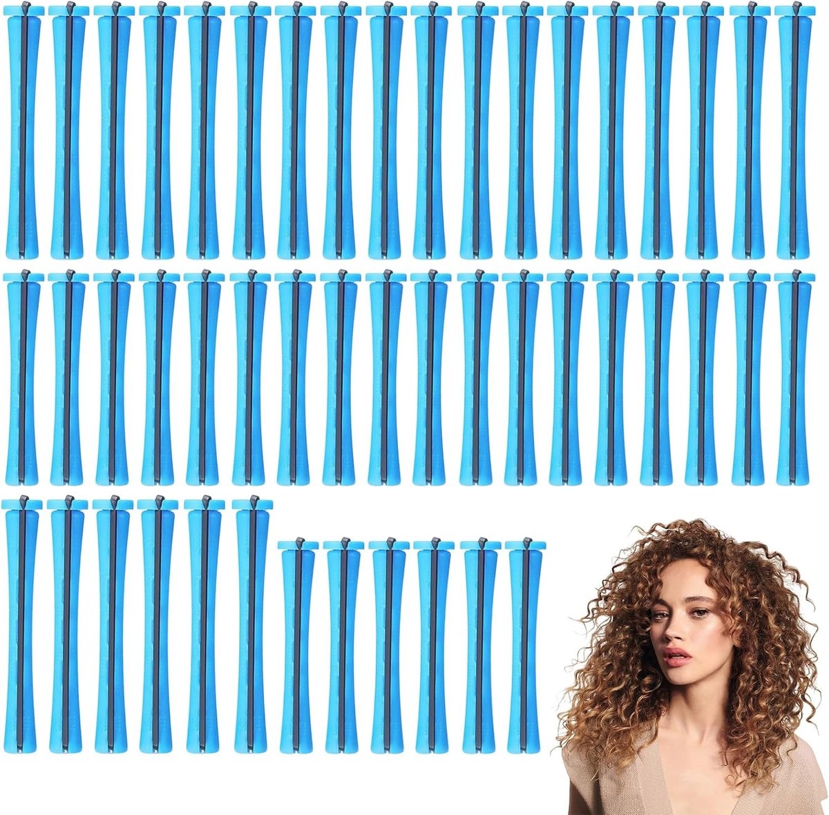 48 Stuks Haar Permanent Set - Korte Koude Golfstokken en Krulrollers met Elastische Bandjes - Inclusief Stalen Pintail Kam en Ratstaartkam voor Kappers en Haarstyling Accessoires