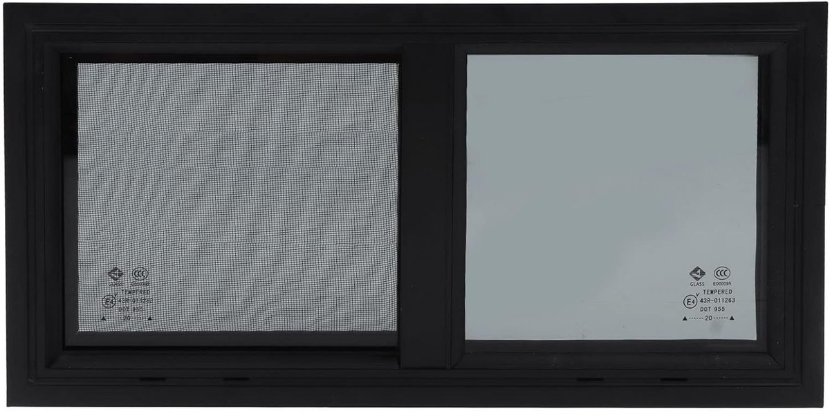 Sliding Window voor Motorhome, 550 x 260 mm, Horizontaal en Verticaal met Vliegenraam en Insectennet voor Caravan en Kampeerauto