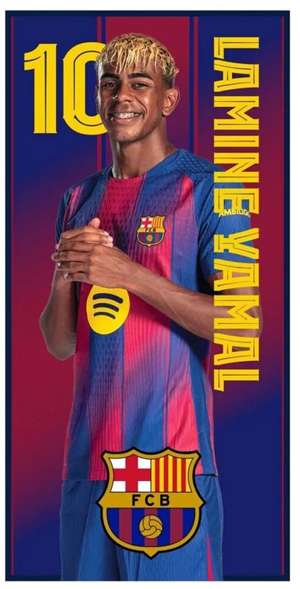 FC Barcelona Lamine Yamal - Microvezel Badhanddoek - Strandlaken – 70×140 cm – 100% Polyester