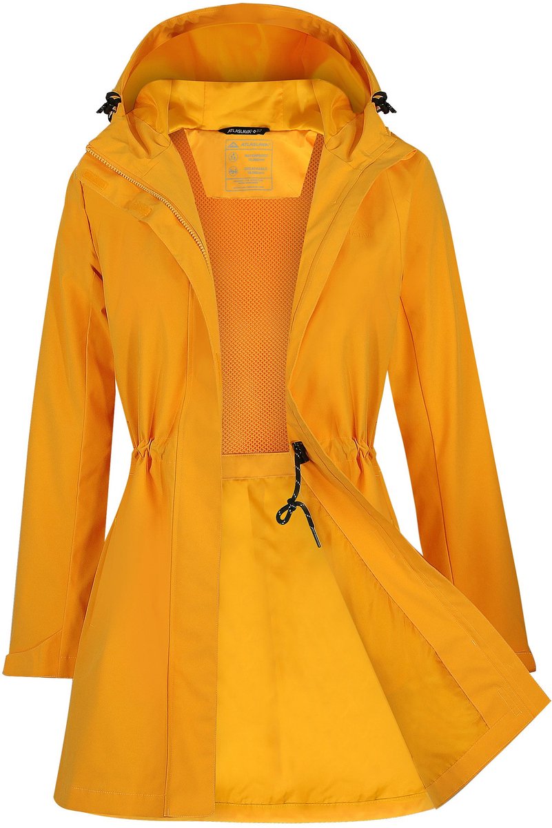 OLOEY Lange regenjas dames trenchcoat ademende tussenjas met winddichte afwerking Geel