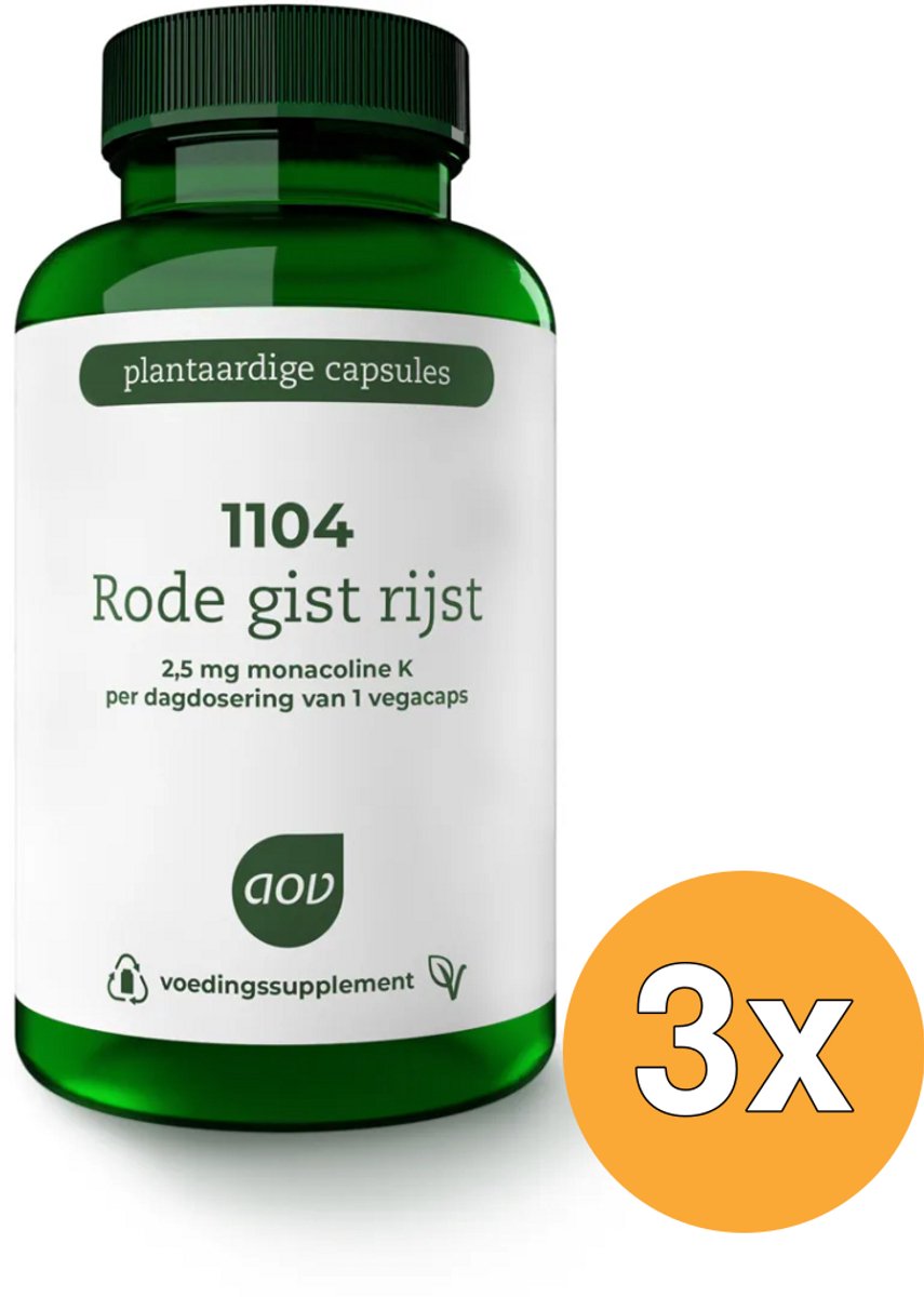 3x AOV 1104 Rode gist rijst extra (90 vega capsules)