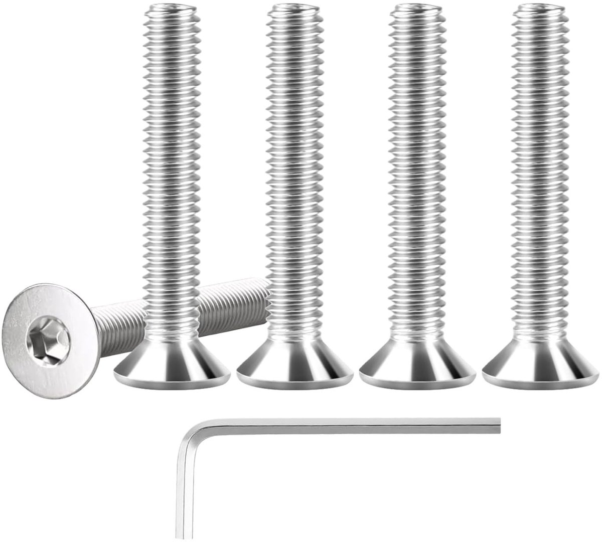 Set van 60 RVS verzonken schroeven M4 x 25 mm met zeskantkop, ideaal voor mechanische toepassingen en constructies